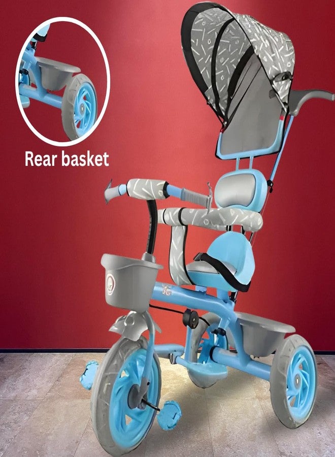 Maanit Kids Tricycle with Canopy, Dual Storage Basket & Parental Handle Control - Toddler Tricycle with Comfort Seat, Ages 1.5-5 Years - Baby Cycle with Easy Steering (Blue) - Image 5